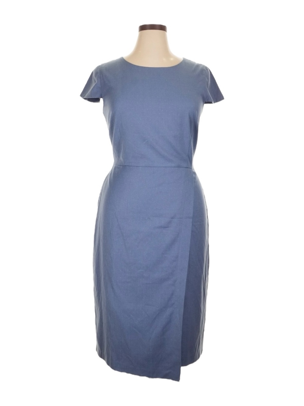 Long Tall Sally Blue Pindot Tailored Sheath Dress Tall US 10 NWT